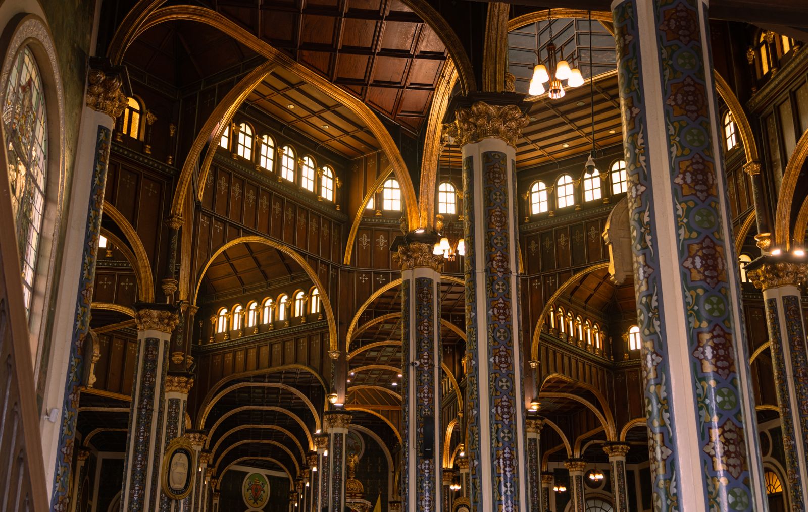 The vaulted interior of a cathedral